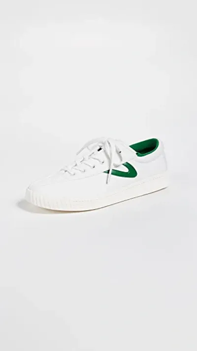 Tretorn Nylite Plus Canvas Sneakers In White Green