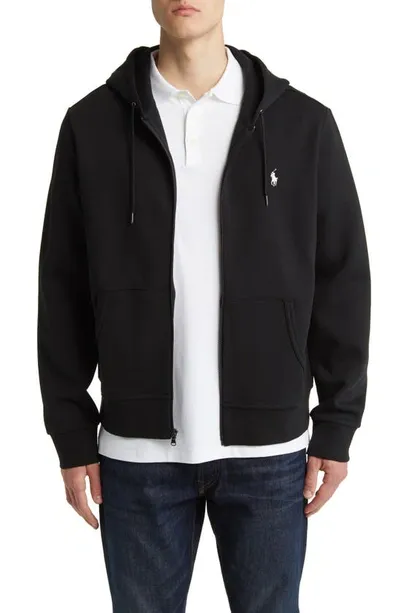 Polo Ralph Lauren Double Knit Full Zip Hoodie In Black