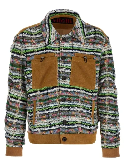 Vitelli Textured Ribbed Hem Jacket With Chest Pockets In Multicolor