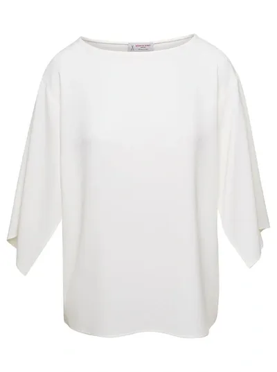 Alberto Biani Draped Sleeve Top In White