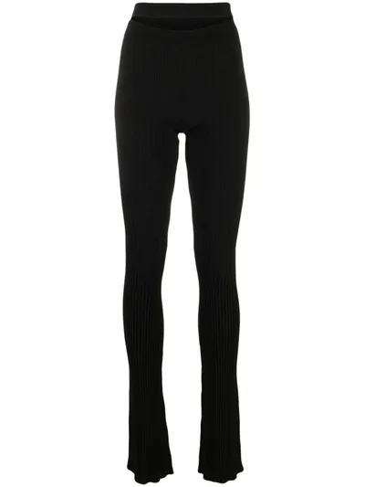 Andrea Adamo Ribbed Knitted Trousers In Black