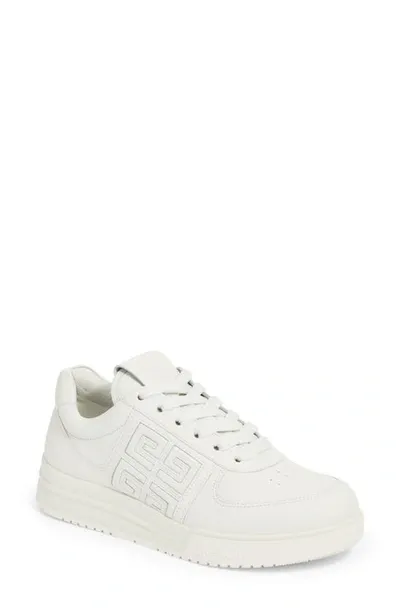 Givenchy 4g Logo-embossed Leather Sneakers In White