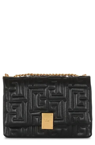 Balmain Small 1945 Soft Monogram Quilted Lambskin Crossbody Bag In 0pa Black