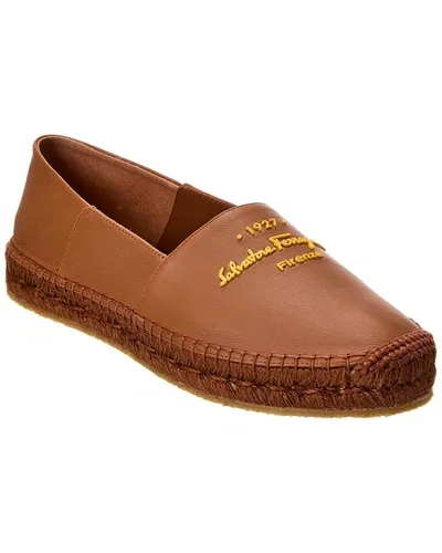 Ferragamo Susana Leather Espadrille In Brown