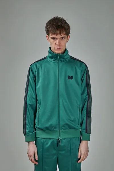 Needles R.c. Webbing-trimmed Jersey Track Jacket In Emerald