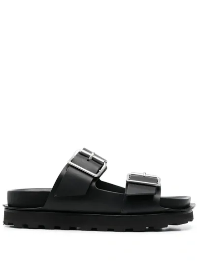 Jil Sander Leather Sandal In Black