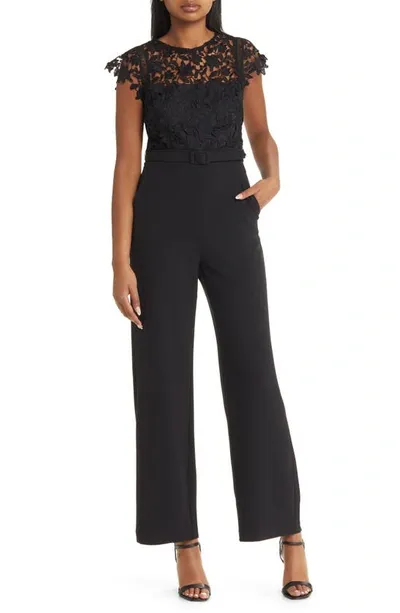 Eliza J Lace Bodice Jumpsuit In Black