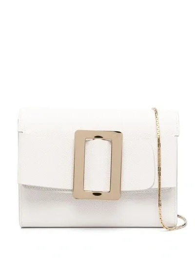 Boyy Buckle Travel Case Leather Crossbody Bag In White