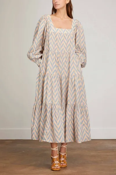 Ulla Johnson Georgina Chevron-print Tiered Dress In Grey