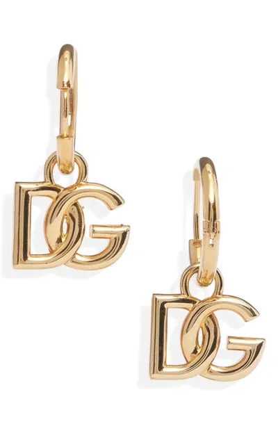 Dolce & Gabbana Dg Charm Huggie Hoop Earrings In Gold