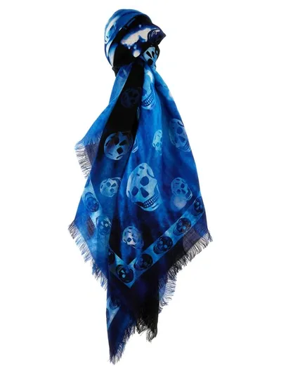 Alexander Mcqueen Skull Scarf In Nero E Blu