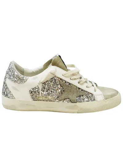 Golden Goose Superstar Leather Glitter Low-top Sneakers In White