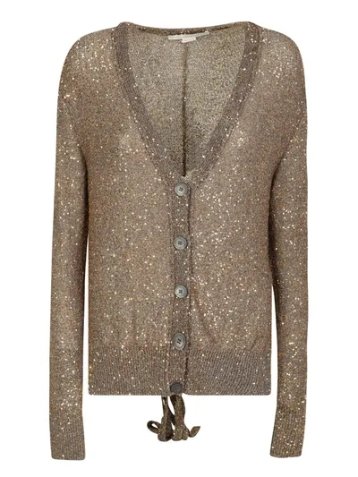 Stella Mccartney Sequin-embellished Drip Knit Cardigan In Gold