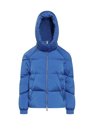 Woolrich Zipped Hooded Coat In Bluette