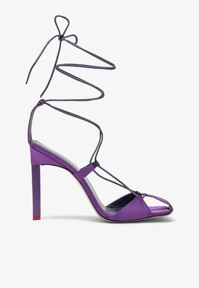 Attico Adele 105 Wraparound Satin Sandals In Purple