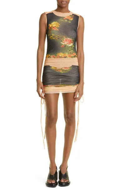 Jean Paul Gaultier Fleurs Petit Grand Sheer Floral-print Dress In Black