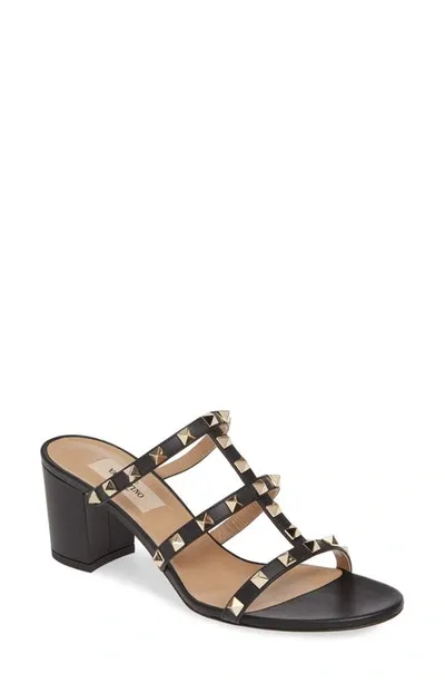 Valentino Garavani Rockstud Leather Mules In Black