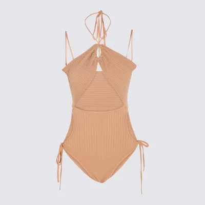 Andrea Adamo Nude Viscose Stretch Bodysuit