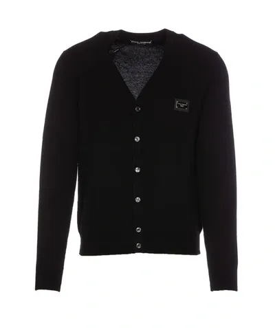 Dolce & Gabbana V-neck Cardigan Long Sleeves In Black