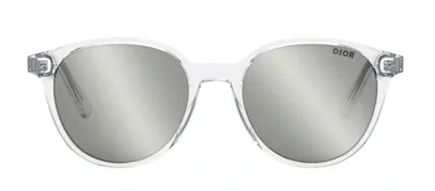 Dior In R1i 85a4 26c Round Sunglasses In Crystal Smoke Mirror