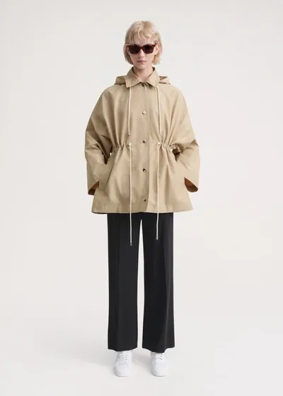 Totême Drawstring-waist Hooded Jacket In Trench Beige