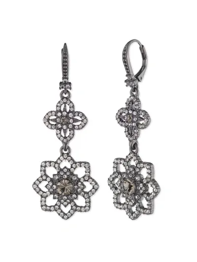 Marchesa Black Lace Double Drop Earring In Black Diamond