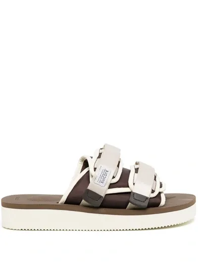 Suicoke Moto-po Sandalen Mit Klettverschluss In Beige,brown