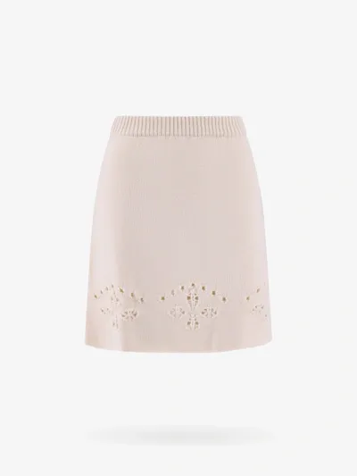 Chloé Pointelle-knit Wool Mini Skirt In Neutrals