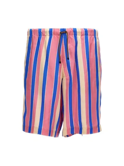 Dries Van Noten Striped Piperi Shorts In Pink