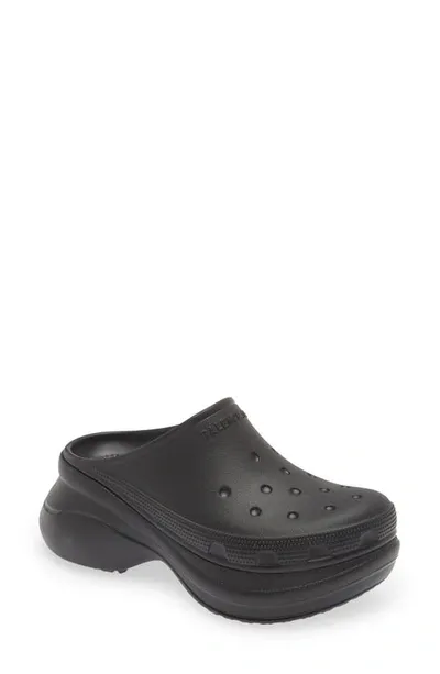 Balenciaga X Crocs Logo-embossed Platform Mules In Black