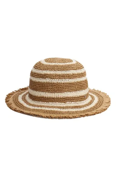 Rag & Bone Frills Striped Rollable Bucket Hat In Ivory Beige