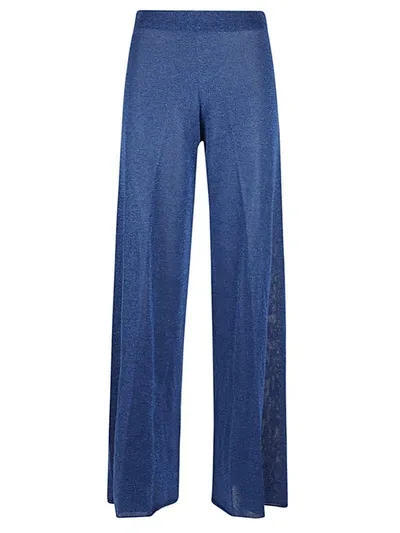 Circus Hotel Wide Leg Viscose Trousers In Blue