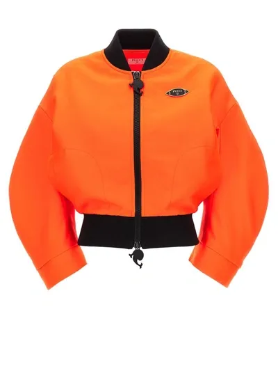 Emilio Pucci Neon Logo Bomber Jacket Casual Jackets, Parka Orange