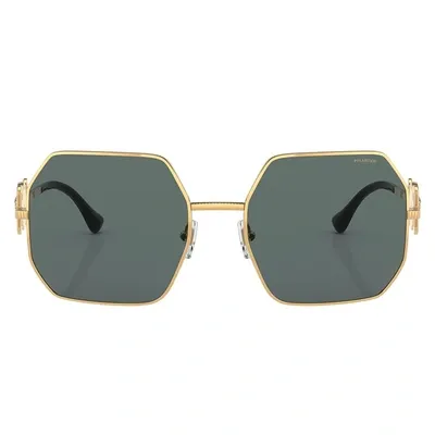 Versace Medusa-plaque Geometric-frame Sunglasses In Gold