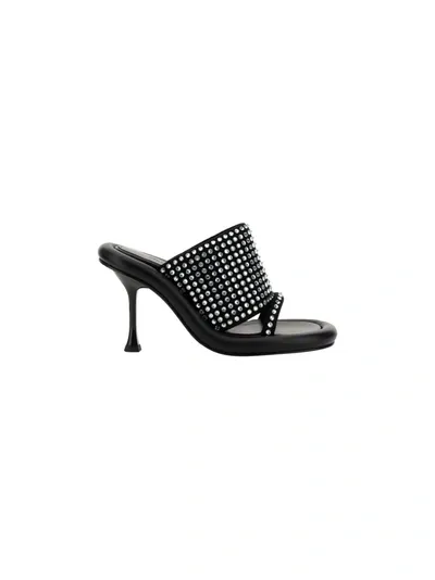 Jw Anderson Bumper Crystal Stiletto Mules In Black