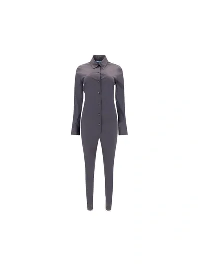 Prada Shirt Design Bodysuit In Gray