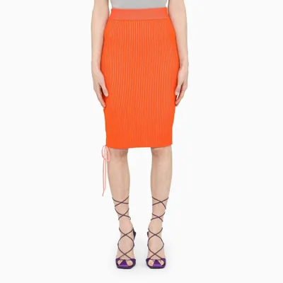 Off-white Lace-up Vanise Knit Skirt In Coral Red