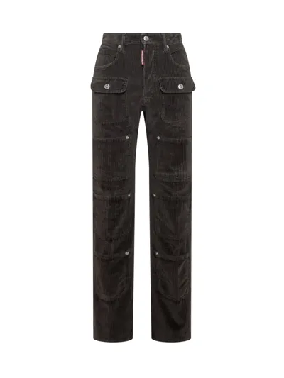 Dsquared2 Corduroy Cargo Pants In Dark Brown