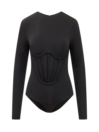 Versace Bodysuit With Zip In Nero