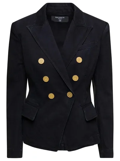 Balmain Notched Lapel 6 Button Double In Black