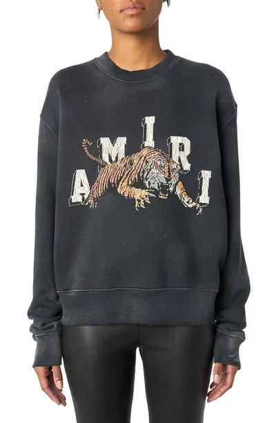 Amiri Vintage Tiger Crewneck In Black