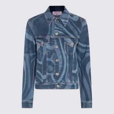 Emilio Pucci Light And Dark Blue Cotton Blend Denim Jacket