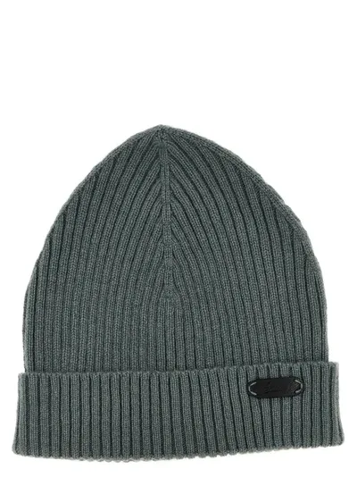 Brioni English Ribbed Beanie Hats In Green