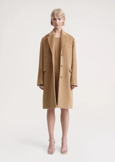 Totême Tailored Wool-teddy Coat Chestnut