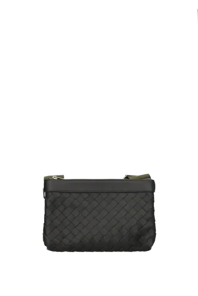 Bottega Veneta Intreccio Leather Crossbody Bag In Black