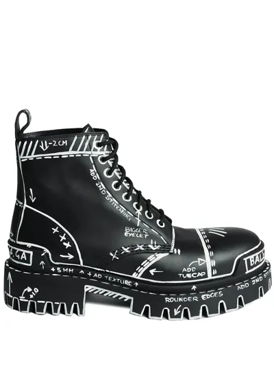 Balenciaga Black Strike 30 Combat Boots In Nero