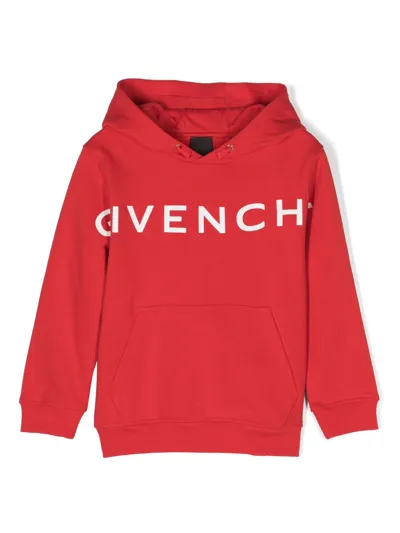 Givenchy Kids' 4g Star-print Fleece Hoodie In Red