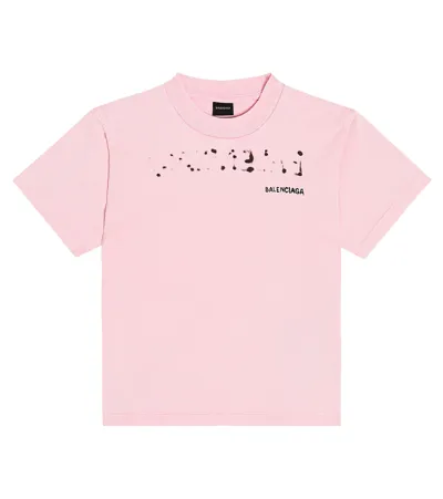 Balenciaga Kids' Logo Cotton T-shirt In Pink