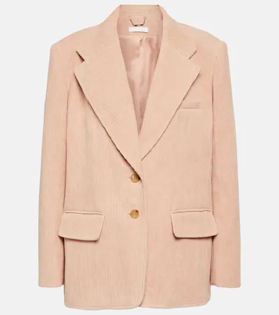 Chloé Double-breasted Corduroy Blazer Jacket In Pink