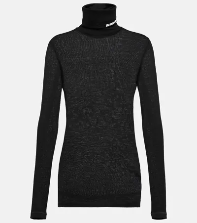 Jil Sander Logo Turtleneck Sweater In Black